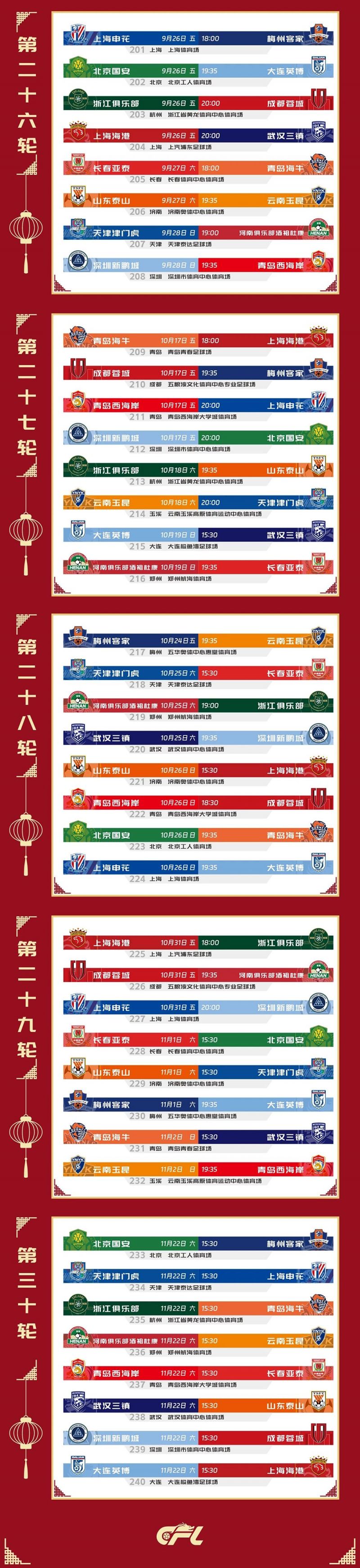 2025中超第30轮赛程完整版中超最后一轮11月22日正式开打的简单介绍